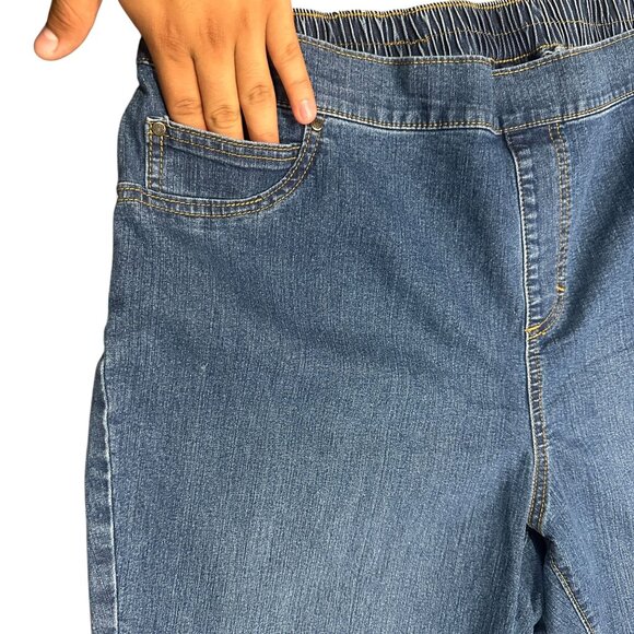 Catherines Timeless Fit Pull On Stretch Jeans (2) 1X Elastic Waist Normcore Mom - Picture 13 of 16